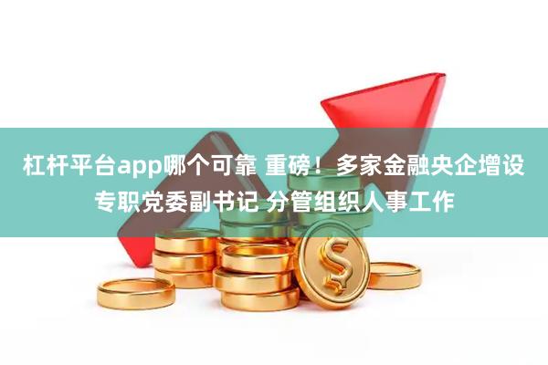 杠杆平台app哪个可靠 重磅！多家金融央企增设专职党委副书记 分管组织人事工作